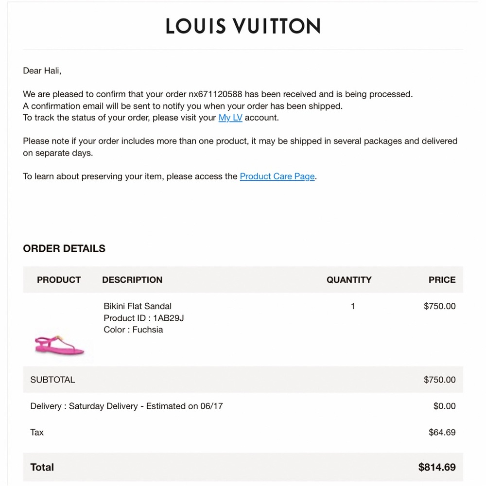NWT • Louis Vuitton • Bikini Flat Sandals • Fuchsia • Size 37 EU • Never Worn - Picture 6 of 9